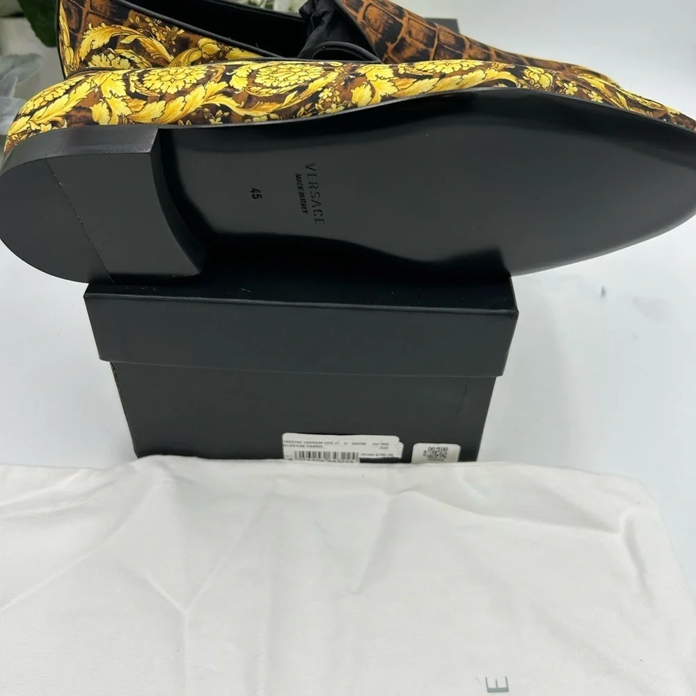 Men's Versace BAROCCO print silk loafers's size 45 made in Italy